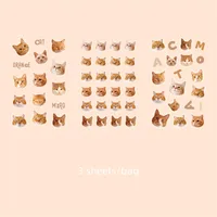 3 Sheets Per Pack Cat Learning School PVC Paper Cute Stickers sku image 2