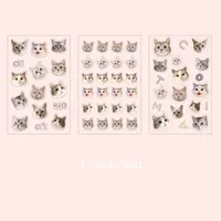 3 Sheets Per Pack Cat Learning School PVC Paper Cute Stickers sku image 4