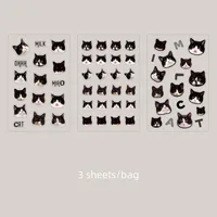 3 Sheets Per Pack Cat Learning School PVC Paper Cute Stickers sku image 1
