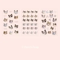 3 Sheets Per Pack Cat Learning School PVC Paper Cute Stickers sku image 3
