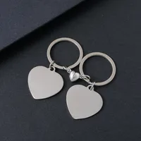 Modern Style Classic Style Customization Laser Engraving Heart Shape 201 Stainless Steel Plating Unisex Bag Pendant Keychain sku image 1