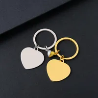 Modern Style Classic Style Customization Laser Engraving Heart Shape 201 Stainless Steel Plating Unisex Bag Pendant Keychain sku image 3