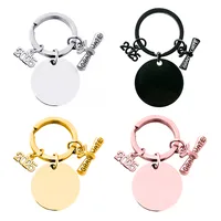 Basic Simple Style Round Letter Customization Laser Engraving 201 Stainless Steel Plating Unisex Bag Pendant Keychain main image 1