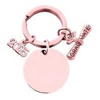 Basic Simple Style Round Letter Customization Laser Engraving 201 Stainless Steel Plating Unisex Bag Pendant Keychain main image 5