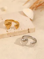 Casual Simple Style Heart Shape 304 Stainless Steel Women's Open Rings main image 4