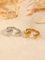 Casual Simple Style Heart Shape 304 Stainless Steel Women's Open Rings main image 5