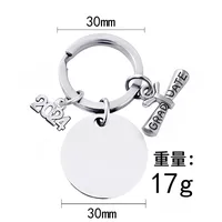 Basic Simple Style Round Letter Customization Laser Engraving 201 Stainless Steel Plating Unisex Bag Pendant Keychain main image 3