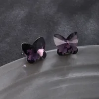 1 Pair Cute XUPING Simple Style Butterfly Plating Copper Artificial Crystal Platinum Plated Small Stud Earrings sku image 1