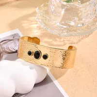 Casual Vacation Modern Style Round Oval 304 Stainless Steel Handmade Polishing Inlay Dyed Jade 18K Gold Plated Women's Bangle main image 5