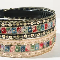 Women's Retro Geometric Color Block Cloth Embroidery Hair Band main image 4