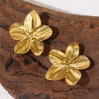 Elegant Streetwear Flower 304 Stainless Steel 18K Gold Plated Imitation Gold  Women's Earrings Necklace Jewelry Set main image 3