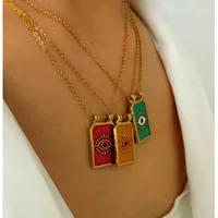 Retro Simple Style Red Heart Eye 316L Stainless Steel  Enamel 18K Gold Plated Women's Pendant Necklace main image 2
