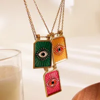 Retro Simple Style Red Heart Eye 316L Stainless Steel  Enamel 18K Gold Plated Women's Pendant Necklace main image 5