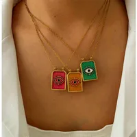 Retro Simple Style Red Heart Eye 316L Stainless Steel  Enamel 18K Gold Plated Women's Pendant Necklace main image 1