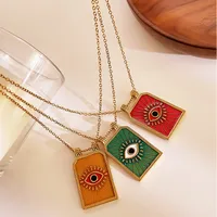 Retro Simple Style Red Heart Eye 316L Stainless Steel  Enamel 18K Gold Plated Women's Pendant Necklace main image 3