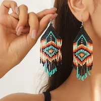 1 Pair Ethnic Style Bohemian Colorful Seed Bead Drop Earrings sku image 3