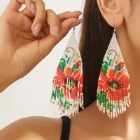 1 Pair Ethnic Style Bohemian Colorful Seed Bead Drop Earrings sku image 7