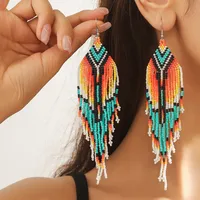 1 Pair Ethnic Style Bohemian Colorful Seed Bead Drop Earrings sku image 4