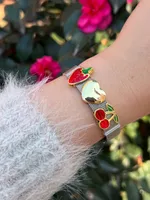 Cute Romantic Cherry Heart Shape Strawberry 304 Stainless Steel Brass Unisex Bangle main image 4