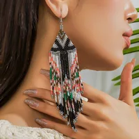 1 Pair Retro Classic Style Colorful Seed Bead Drop Earrings main image 1