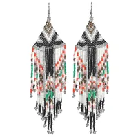 1 Pair Retro Classic Style Colorful Seed Bead Drop Earrings main image 9