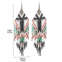 1 Pair Retro Classic Style Colorful Seed Bead Drop Earrings main image 2
