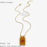 Retro Simple Style Red Heart Eye 316L Stainless Steel  Enamel 18K Gold Plated Women's Pendant Necklace sku image 4