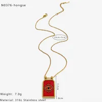 Retro Simple Style Red Heart Eye 316L Stainless Steel  Enamel 18K Gold Plated Women's Pendant Necklace sku image 5