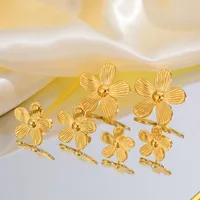 French Style Flower Plating 304 Stainless Steel 18K Gold Plated Butterfly Backs Ear Studs main image 3