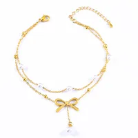 Casual Vacation Bow Knot 304 Stainless Steel Women's Anklet main image 5