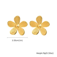 French Style Flower Plating 304 Stainless Steel 18K Gold Plated Butterfly Backs Ear Studs sku image 1