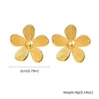French Style Flower Plating 304 Stainless Steel 18K Gold Plated Butterfly Backs Ear Studs sku image 3