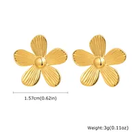 French Style Flower Plating 304 Stainless Steel 18K Gold Plated Butterfly Backs Ear Studs sku image 2