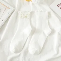 Women's Cute New Style Solid Color Cotton Crew Socks A Pair sku image 4