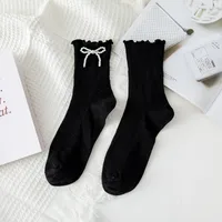 Women's Cute New Style Solid Color Cotton Crew Socks A Pair sku image 1
