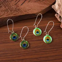 1 Pair Retro Peacock Feather Alloy Drop Earrings main image 9