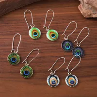 1 Pair Retro Peacock Feather Alloy Drop Earrings main image 3