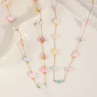 Casual Cute Simple Style Moon Heart Shape 304 Stainless Steel Plating Inlay Acrylic Plated With KC Gold Valentine'S Day Women's Necklace main image 3