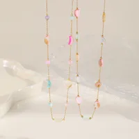 Casual Cute Simple Style Moon Heart Shape 304 Stainless Steel Plating Inlay Acrylic Plated With KC Gold Valentine'S Day Women's Necklace main image 1