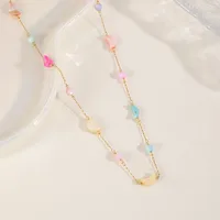 Casual Cute Simple Style Moon Heart Shape 304 Stainless Steel Plating Inlay Acrylic Plated With KC Gold Valentine'S Day Women's Necklace main image 5