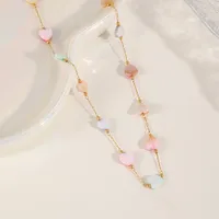 Casual Cute Simple Style Moon Heart Shape 304 Stainless Steel Plating Inlay Acrylic Plated With KC Gold Valentine'S Day Women's Necklace main image 4