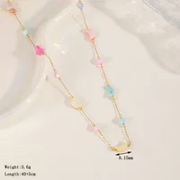Casual Cute Simple Style Moon Heart Shape 304 Stainless Steel Plating Inlay Acrylic Plated With KC Gold Valentine'S Day Women's Necklace sku image 2