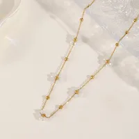 Casual Cute Simple Style Flower 304 Stainless Steel Plating Inlay Imitation Pearl Crystal Plated With KC Gold Women's Necklace main image 5