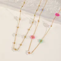 Casual Cute Simple Style Flower 304 Stainless Steel Plating Inlay Imitation Pearl Crystal Plated With KC Gold Women's Necklace main image 1