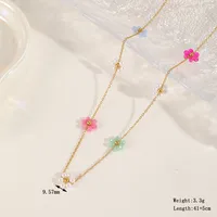 Casual Cute Simple Style Flower 304 Stainless Steel Plating Inlay Imitation Pearl Crystal Plated With KC Gold Women's Necklace sku image 1