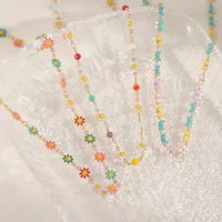 Casual Cute Simple Style Geometric Flower Copper Epoxy Plated With KC Gold Women's Necklace main image 1