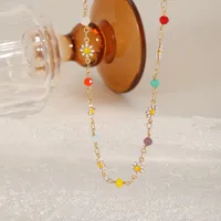Casual Cute Simple Style Geometric Flower Copper Epoxy Plated With KC Gold Women's Necklace main image 4