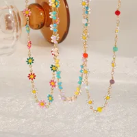 Casual Cute Simple Style Geometric Flower Copper Epoxy Plated With KC Gold Women's Necklace main image 3