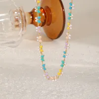 Casual Cute Simple Style Geometric Flower Copper Epoxy Plated With KC Gold Women's Necklace main image 6