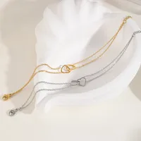 Wholesale Jewelry Simple Style Heart 304 Stainless Steel 18K Gold Plated Plating Necklace main image 7